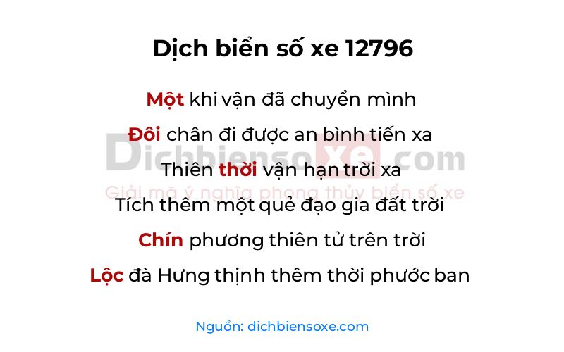 Dịch thơ biển số 12796