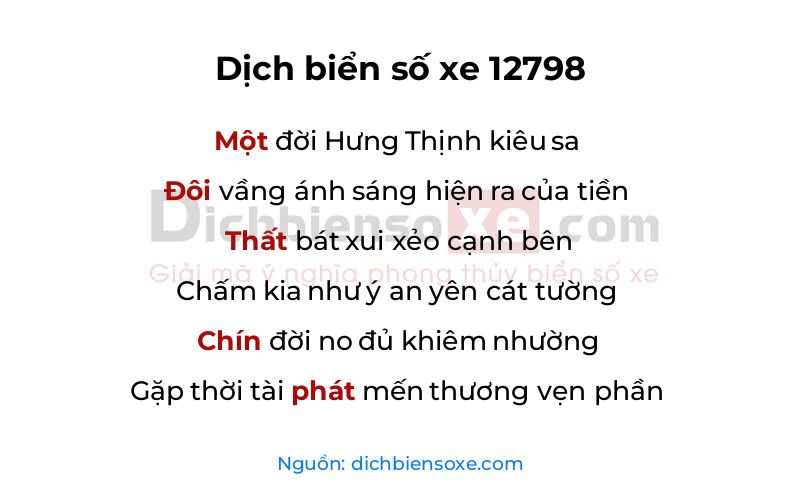 Dịch thơ biển số 12798