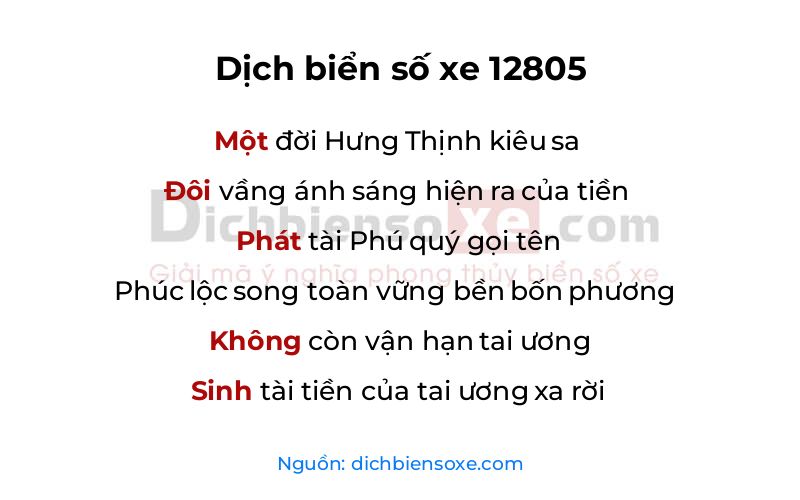 Dịch thơ biển số 12805