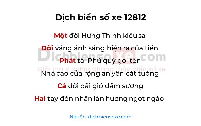 Dịch thơ biển số 12812