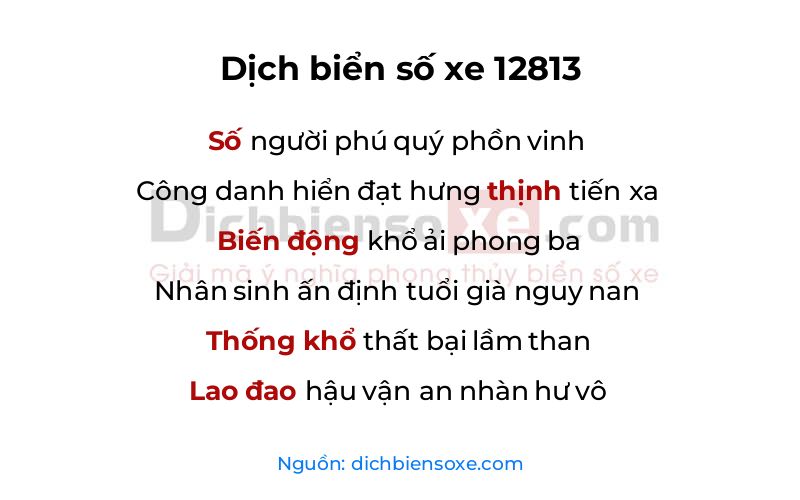 Dịch thơ biển số 12813