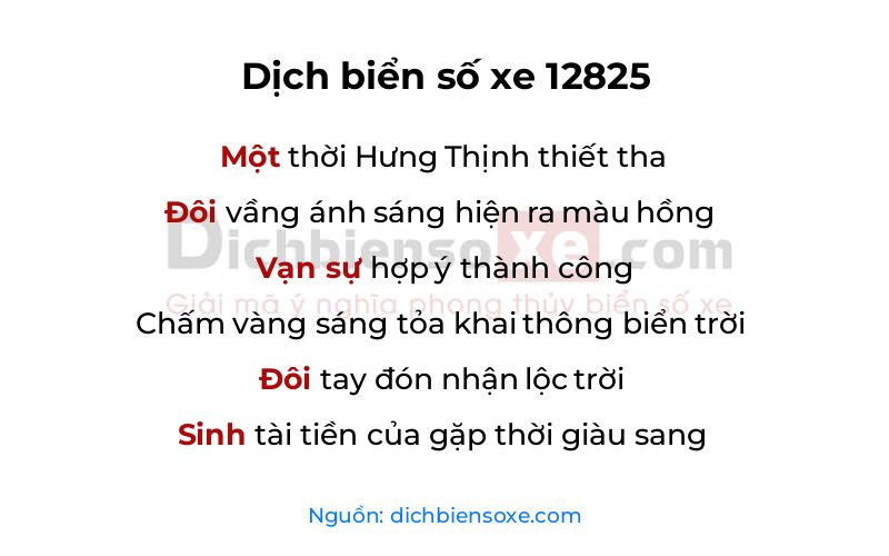 Dịch thơ biển số 12825