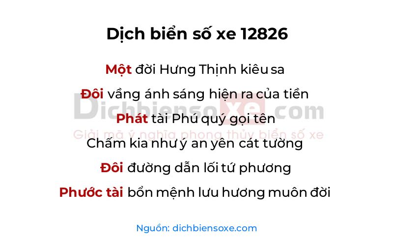 Dịch thơ biển số 12826