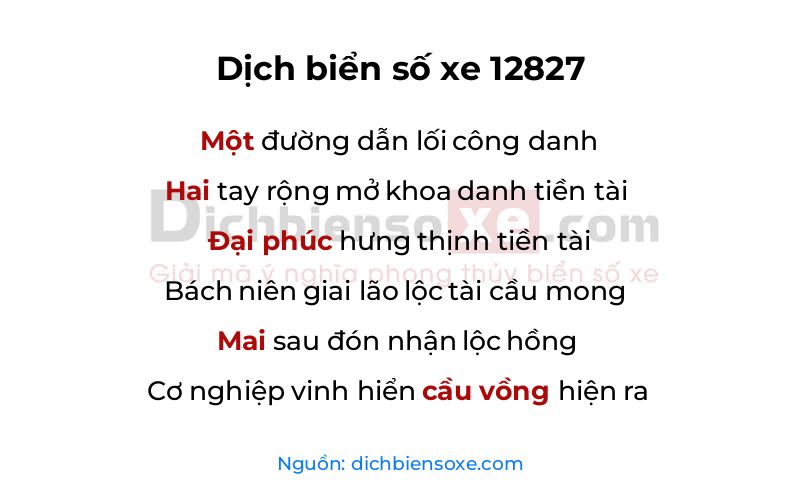 Dịch thơ biển số 12827