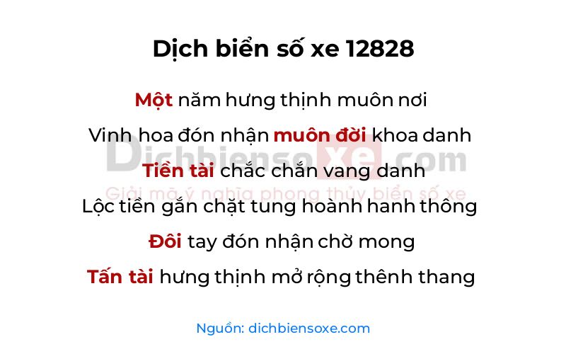 Dịch thơ biển số 12828