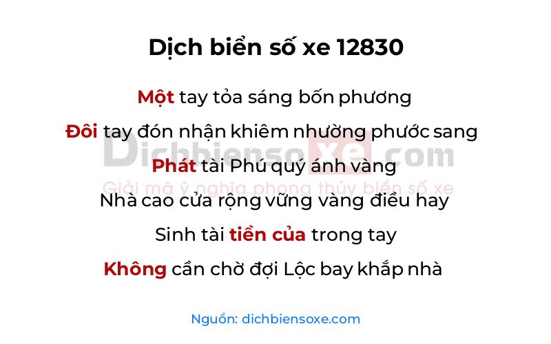 Dịch thơ biển số 12830