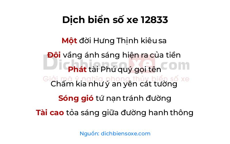 Dịch thơ biển số 12833