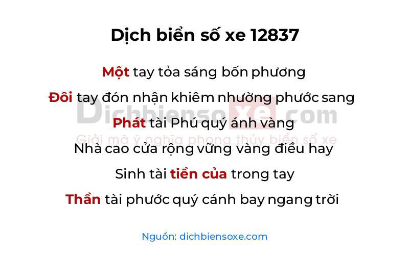 Dịch thơ biển số 12837