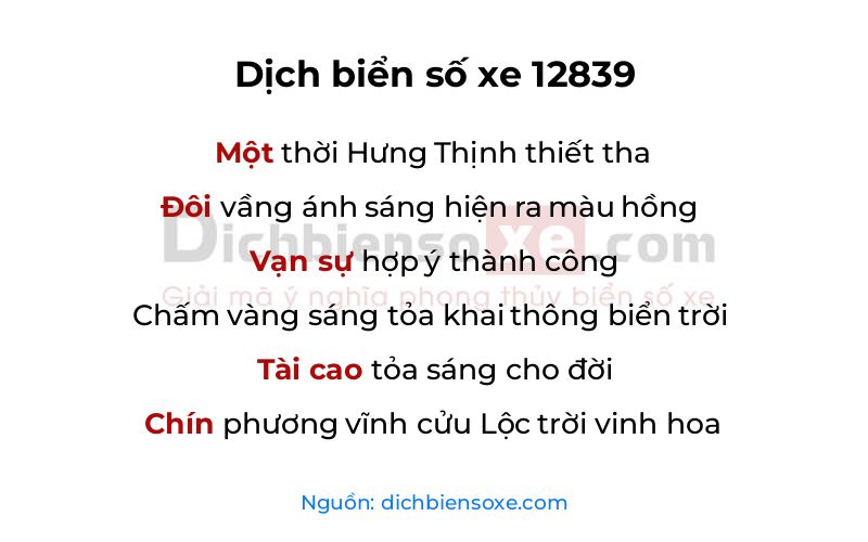 Dịch thơ biển số 12839