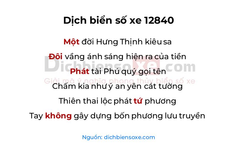 Dịch thơ biển số 12840