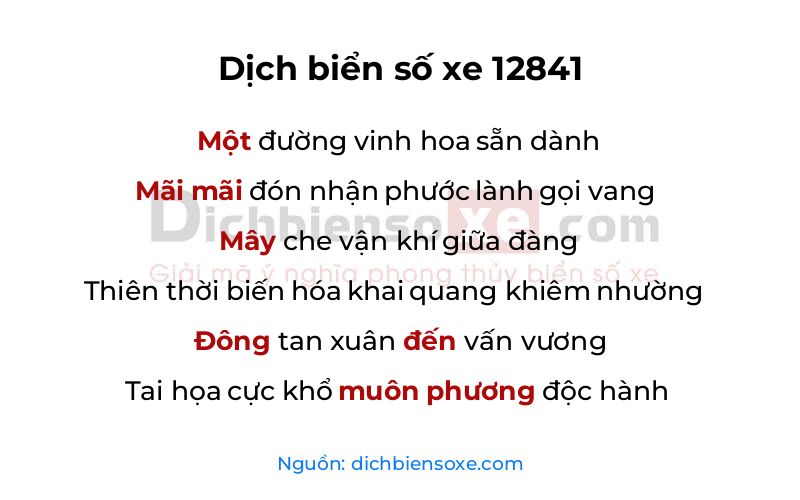 Dịch thơ biển số 12841