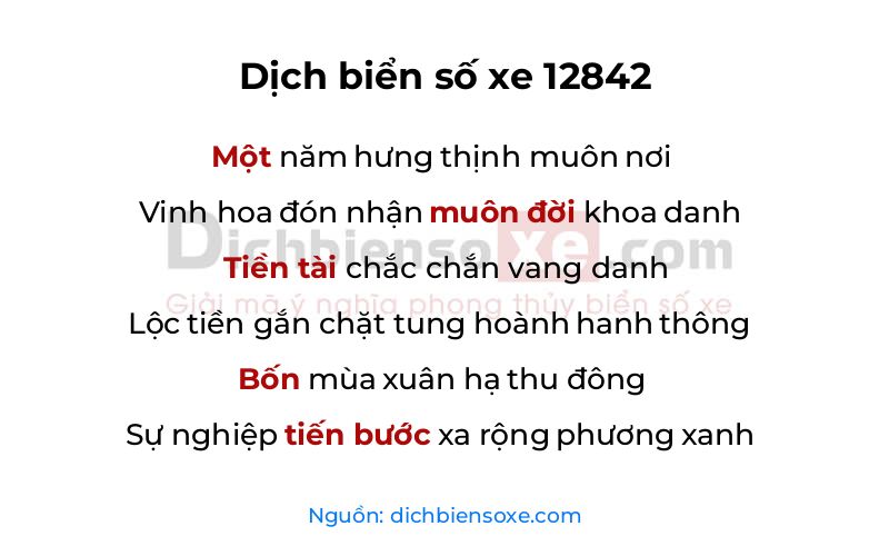 Dịch thơ biển số 12842
