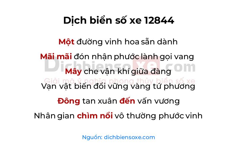 Dịch thơ biển số 12844