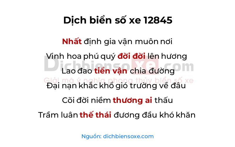 Dịch thơ biển số 12845