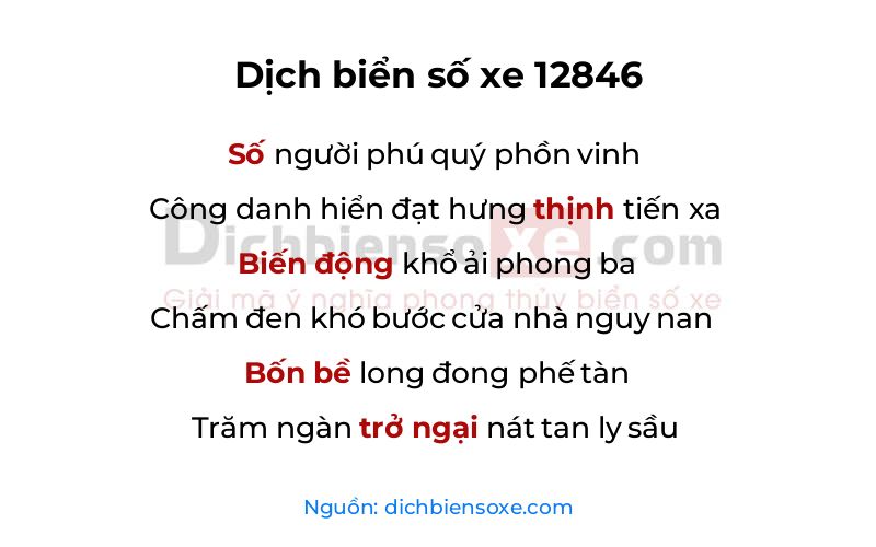 Dịch thơ biển số 12846