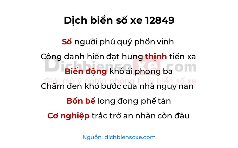 Dịch thơ biển số 12849