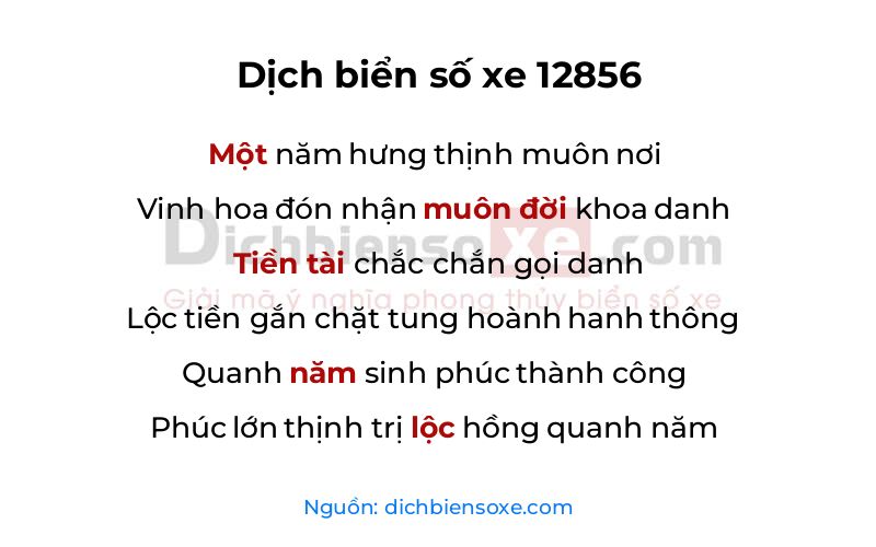 Dịch thơ biển số 12856