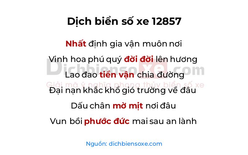 Dịch thơ biển số 12857