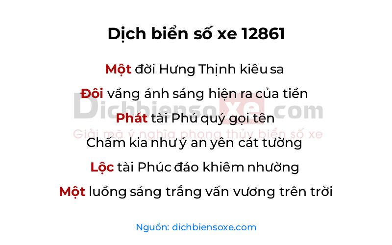 Dịch thơ biển số 12861