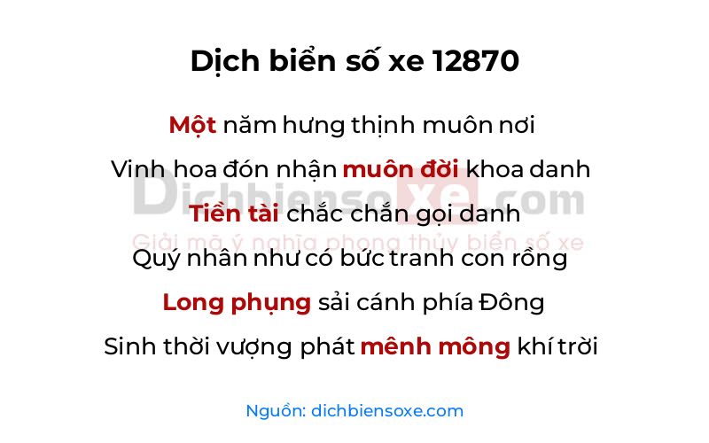 Dịch thơ biển số 12870