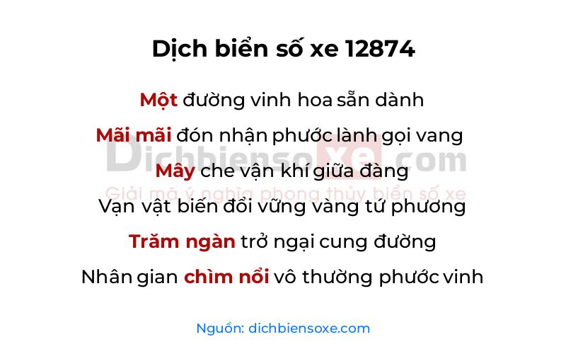 Dịch thơ biển số 12874