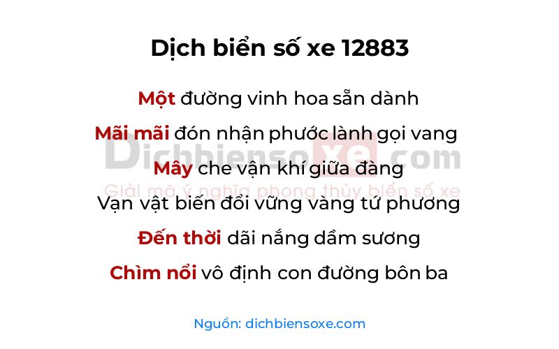 Dịch thơ biển số 12883