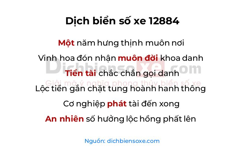 Dịch thơ biển số 12884