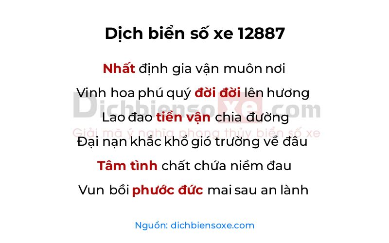 Dịch thơ biển số 12887