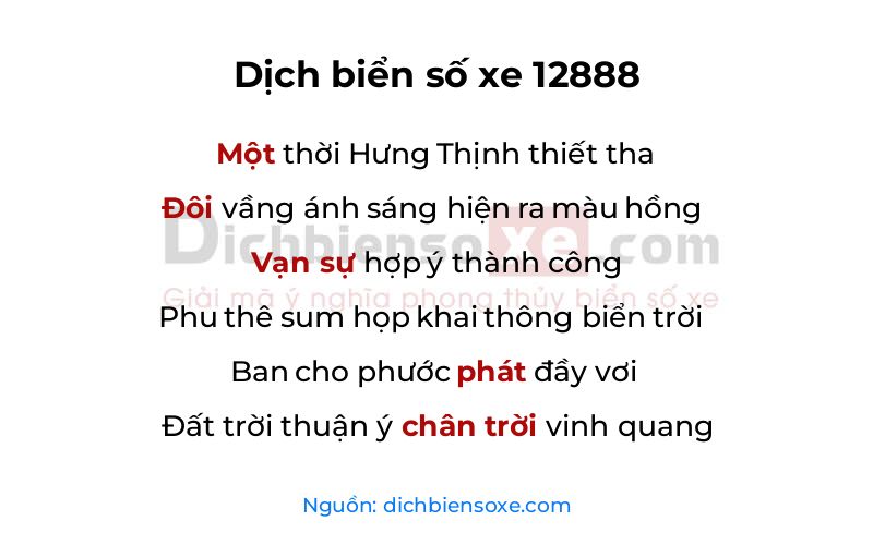 Dịch thơ biển số 12888
