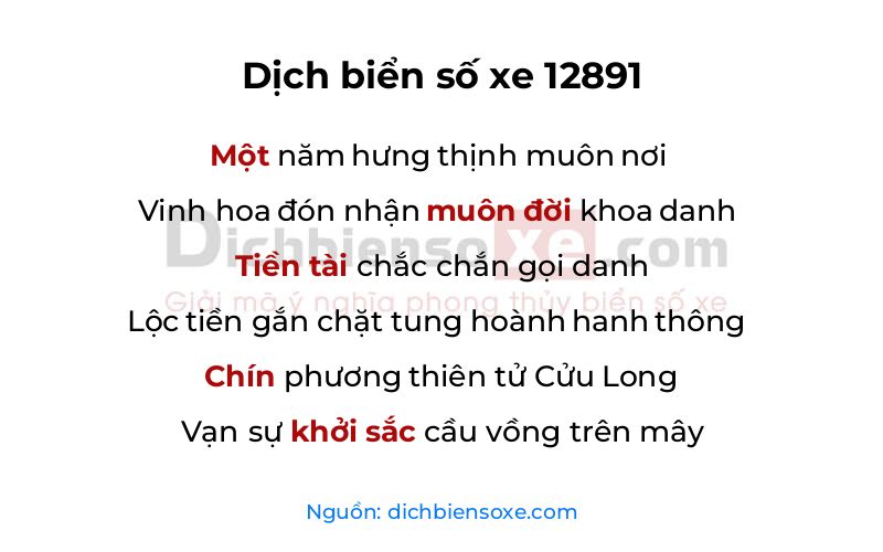 Dịch thơ biển số 12891