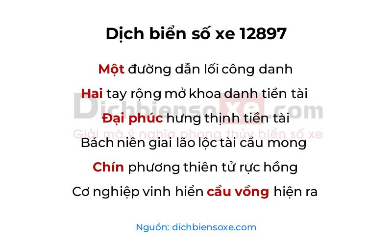 Dịch thơ biển số 12897
