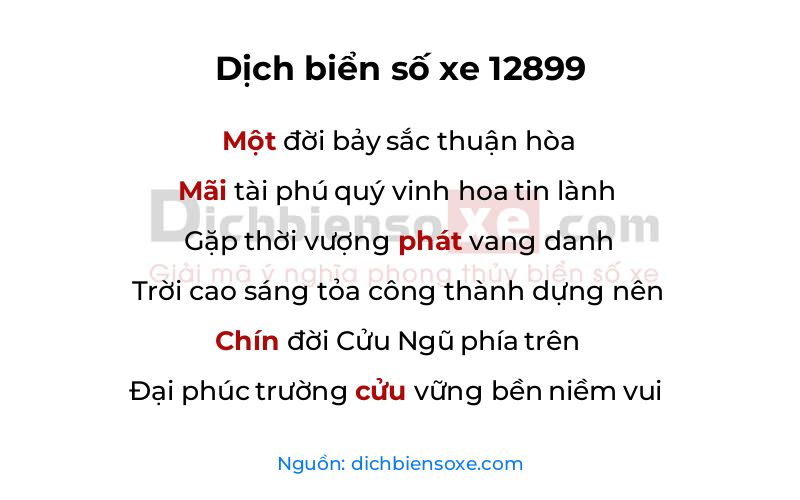 Dịch thơ biển số 12899