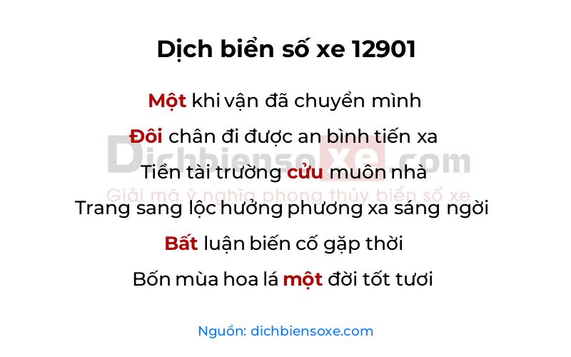 Dịch thơ biển số 12901
