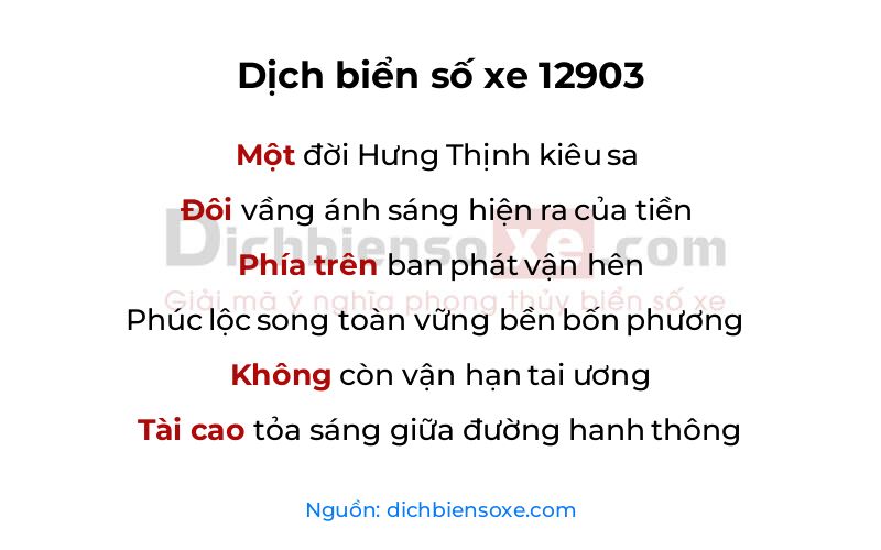 Dịch thơ biển số 12903