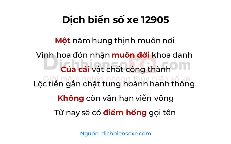 Dịch thơ biển số 12905