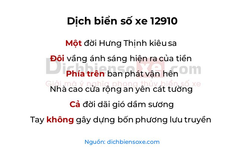 Dịch thơ biển số 12910