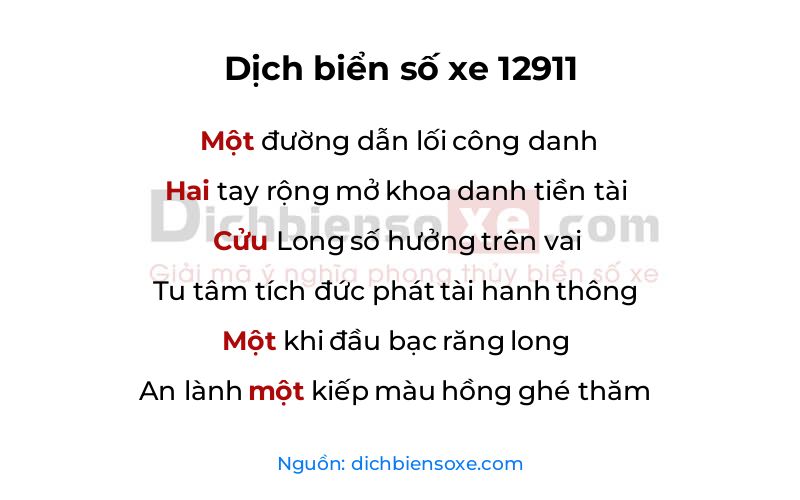Dịch thơ biển số 12911