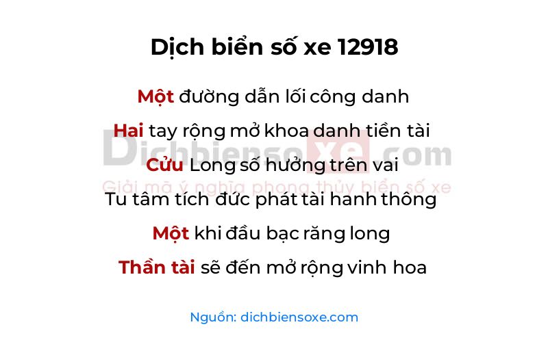 Dịch thơ biển số 12918