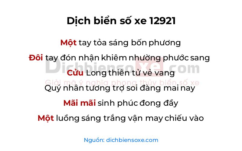 Dịch thơ biển số 12921