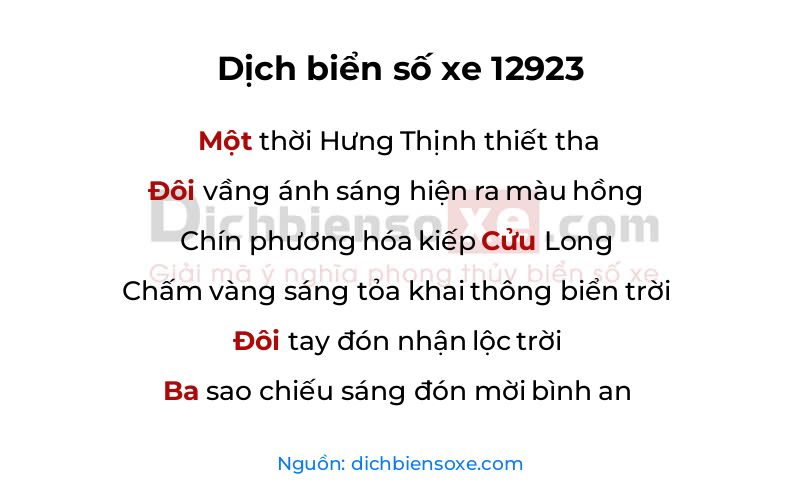 Dịch thơ biển số 12923