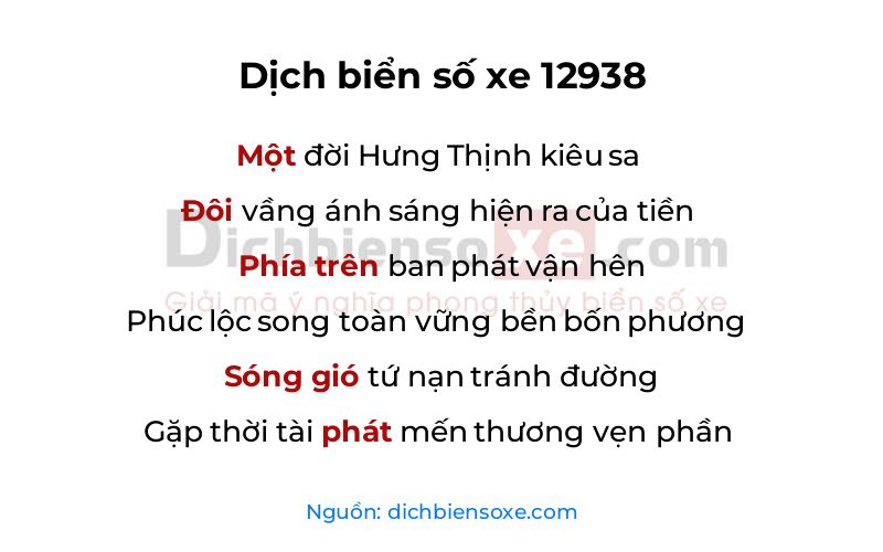 Dịch thơ biển số 12938