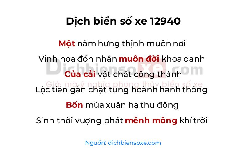 Dịch thơ biển số 12940