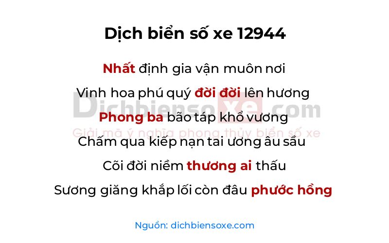 Dịch thơ biển số 12944