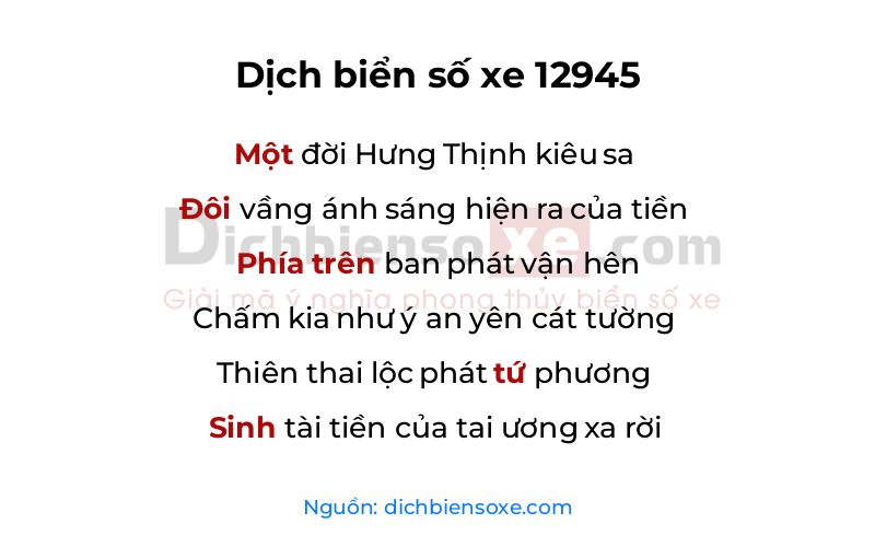 Dịch thơ biển số 12945