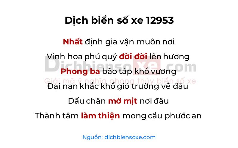 Dịch thơ biển số 12953