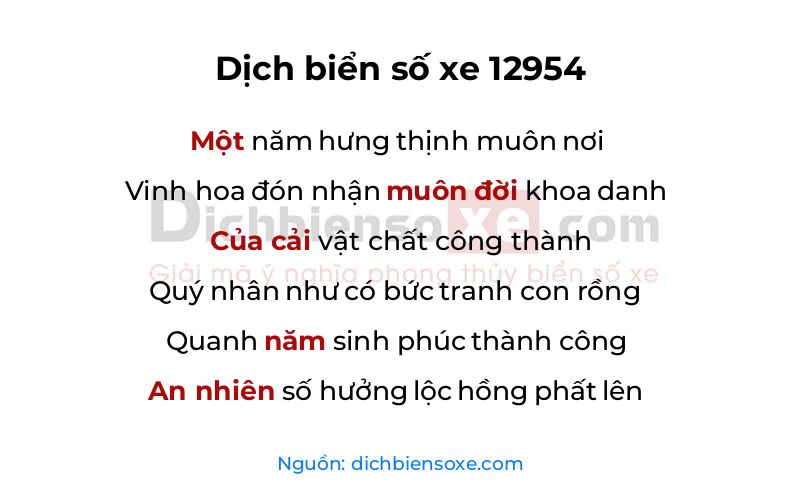 Dịch thơ biển số 12954