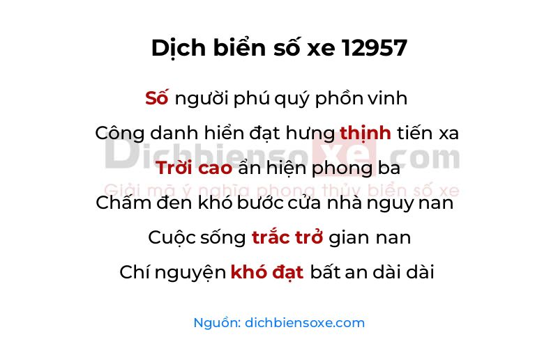 Dịch thơ biển số 12957