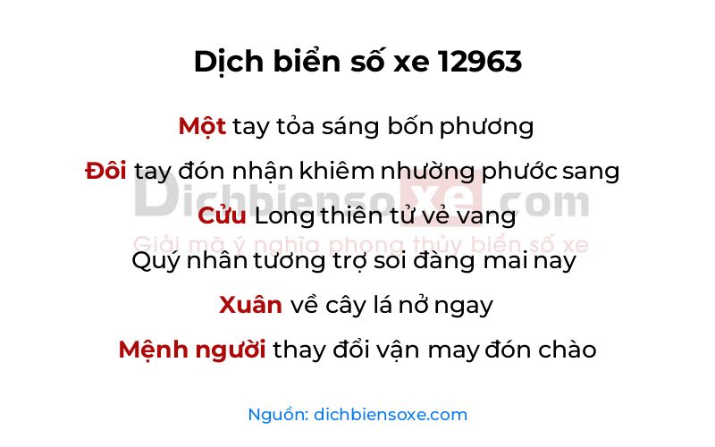 Dịch thơ biển số 12963