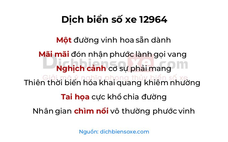 Dịch thơ biển số 12964