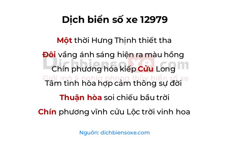 Dịch thơ biển số 12979